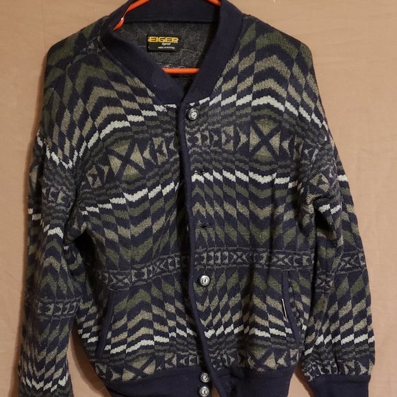 Authentic Geiger Sweater/Jacket, Blue, Tan, White & olive, 50 - Picture 1 of 12